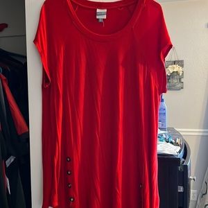 Red shirt sleeve tunic shirt